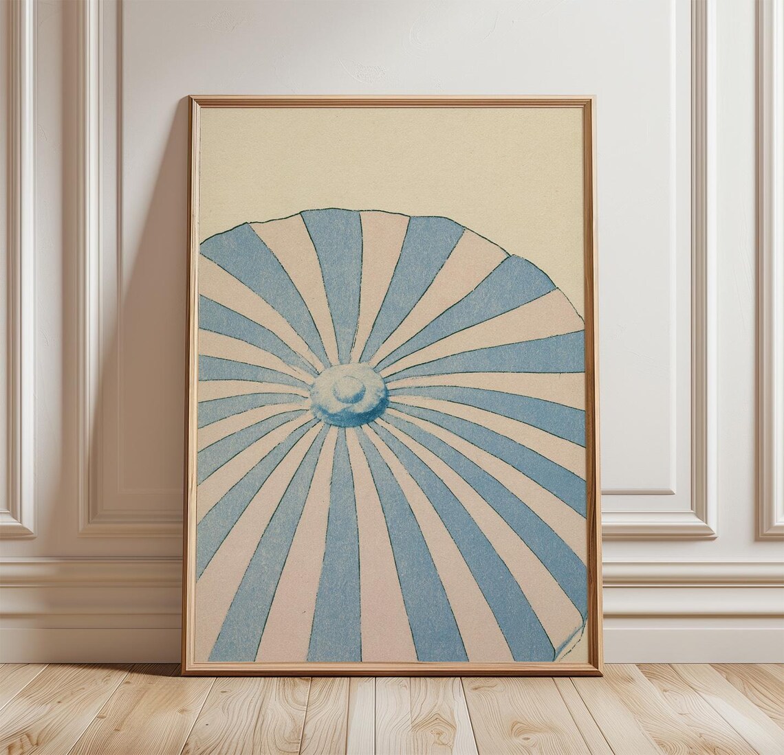 Blue Beach Umbrella Coastal Summer Poster Print