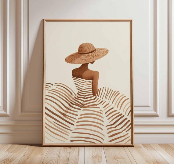 Minimalist Woman In Sun Hat Art Print