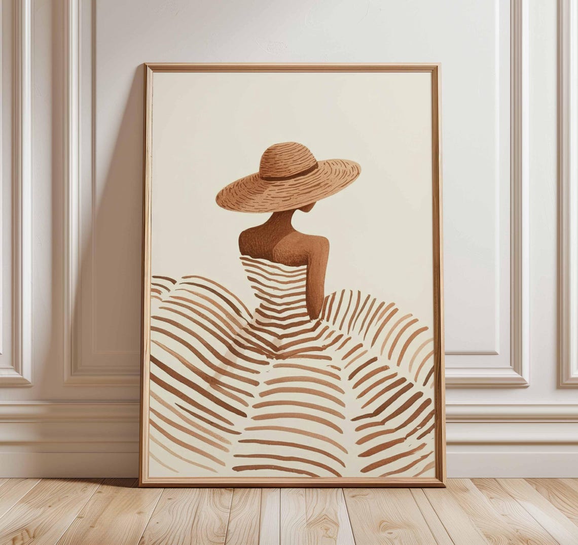 Minimalist Woman In Sun Hat Art Print