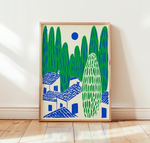 Mediterranean Village Bold Graphic Art Print