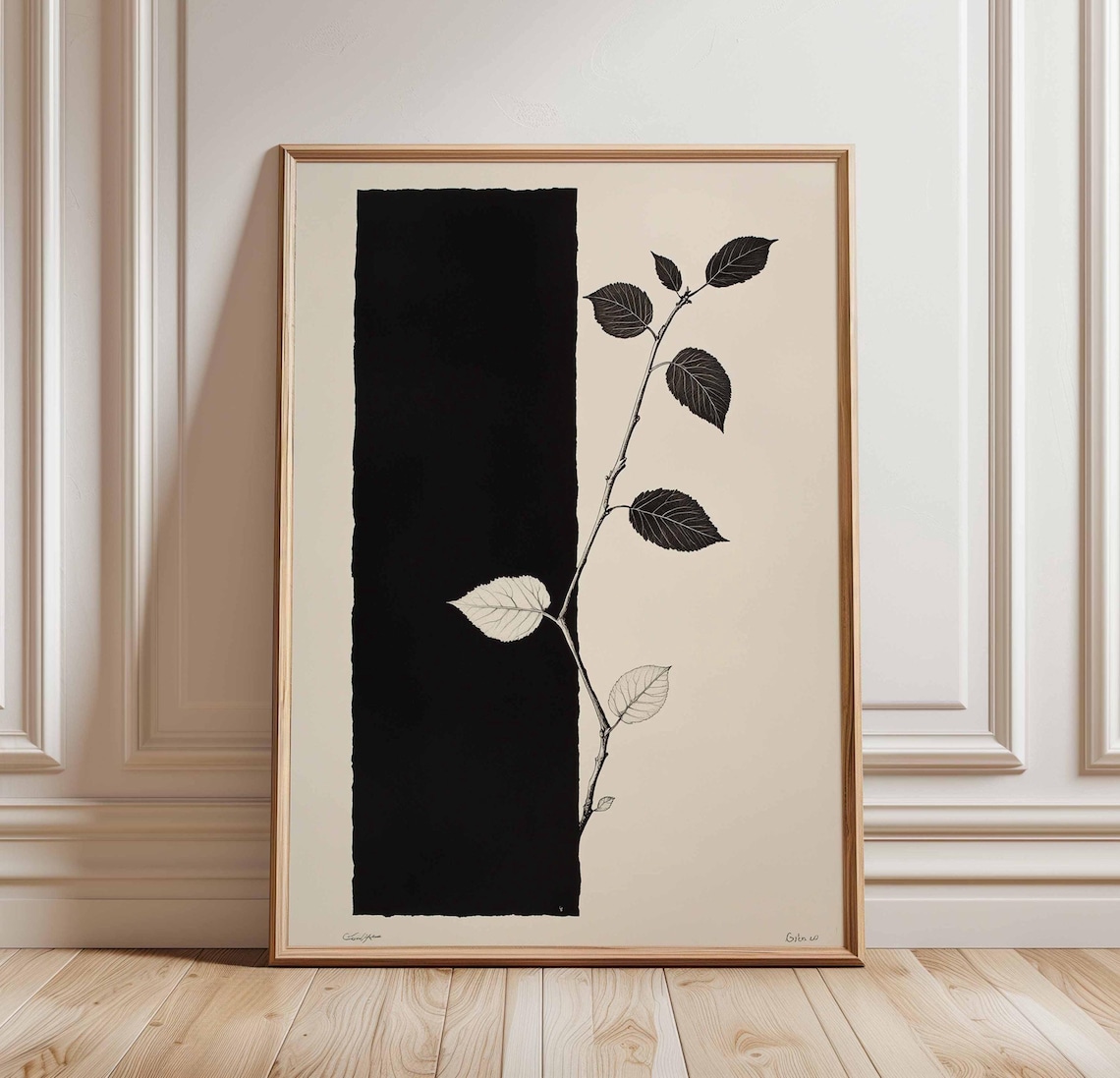 Minimalist Black And White Leaf Art Print