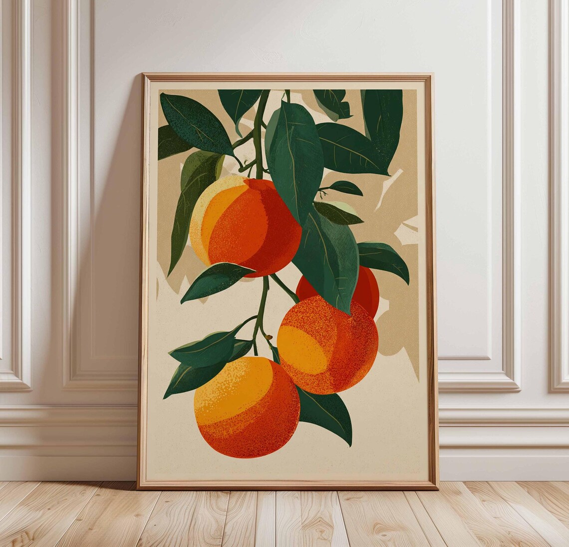 Orange Citrus Vintage Botanical Poster, Mediterranean Kitchen Decor