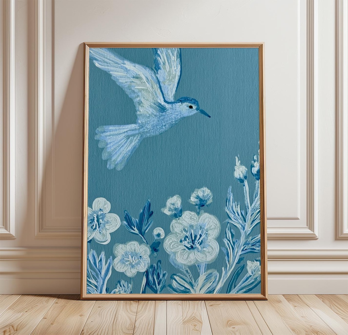 Blue Bird Botanical Art Print