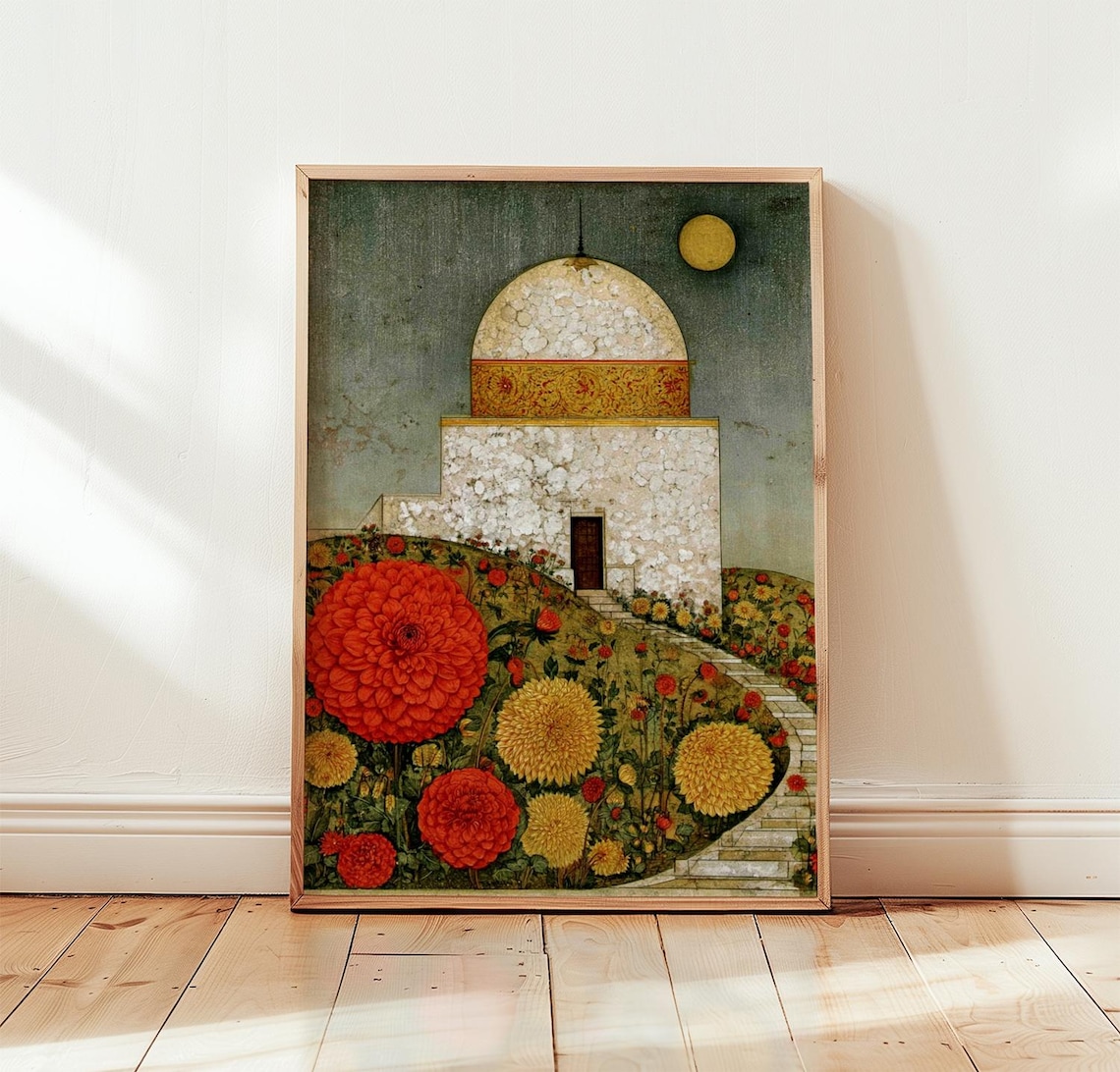 Moonlit Observatory, Orange Dahlia Art Print