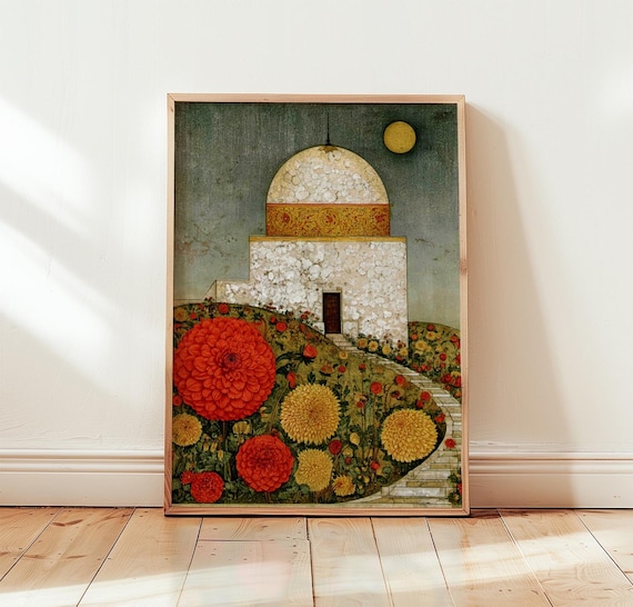 Moonlit Observatory, Orange Dahlia Art Print