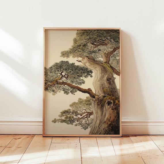 Ancient Pine Tree Japanese Nature Poster Print