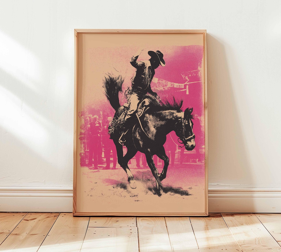 Western Cowboy Rodeo Horse Vintage Country Art Print