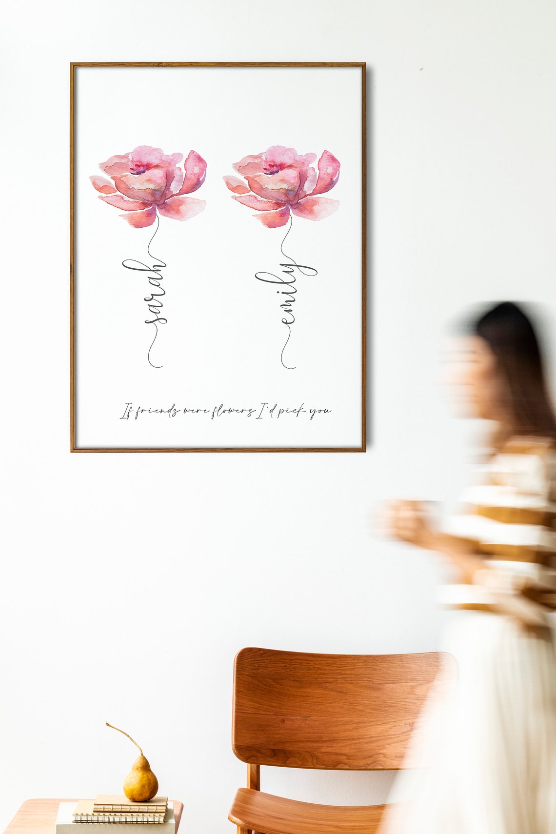 Personalized Flower Names Print Best Friend Gift Custom Wall Poster - Image 2