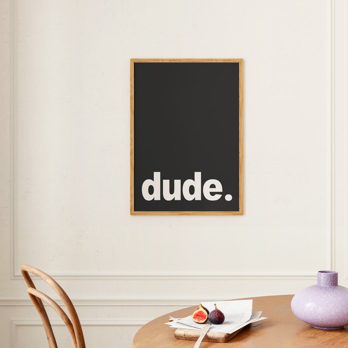 Dude Bold Black Background White Minimalist Statement Wall Poster - Image 3