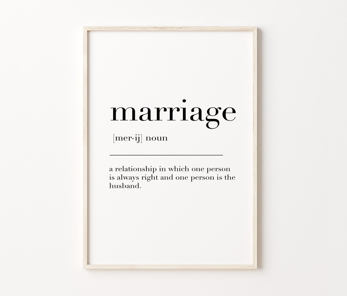 Marriage Marriage Print Marriage Poster Marriage Definition Marriage Wall Art Poster Marriage Gifts Quote Print - Image 4
