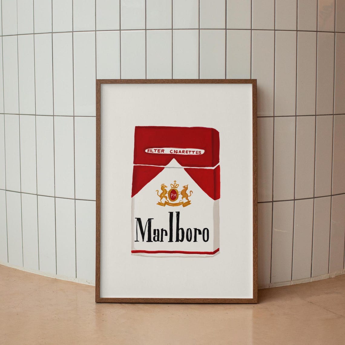 Marlboro Cigarette Pack Pop Art Retro Red White Bar Cart Poster