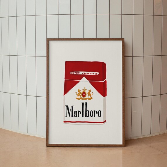 Marlboro Cigarette Pack Pop Art Retro Red White Bar Cart Poster