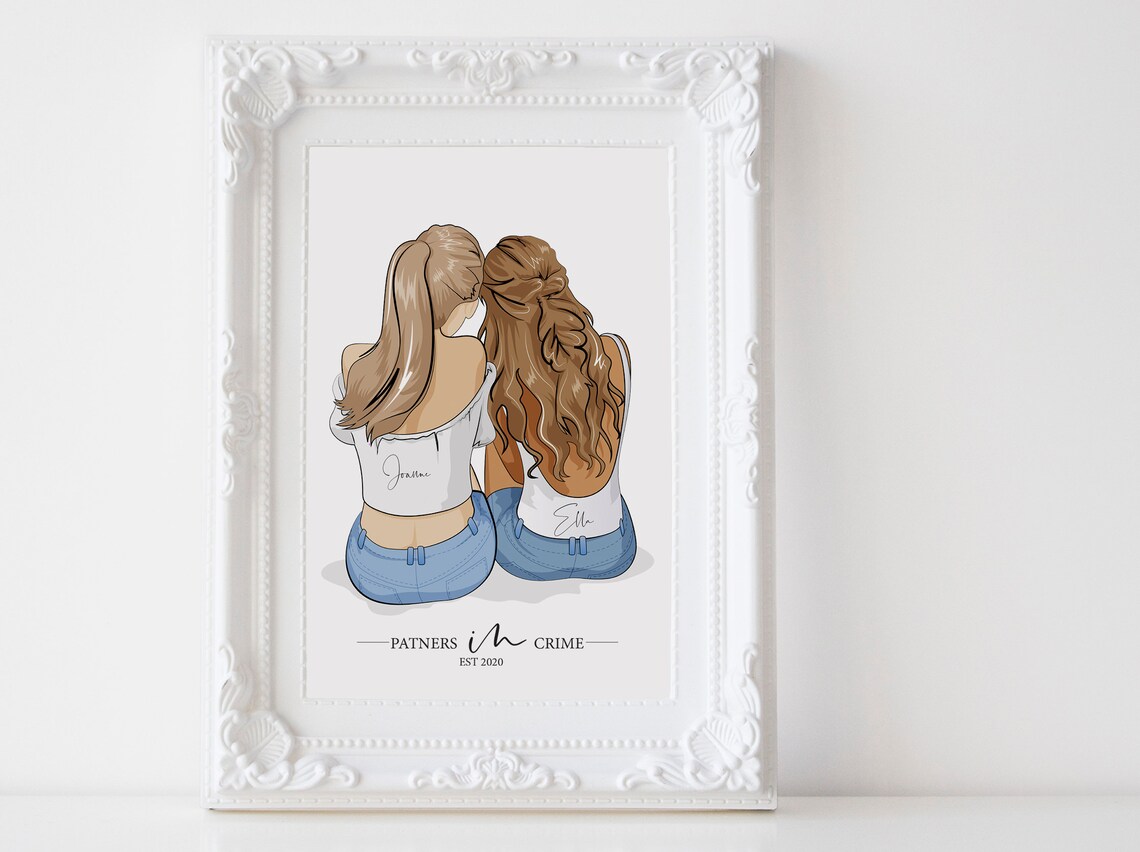 Personalized Best Friend Illustration Art Print, Custom - Image 2