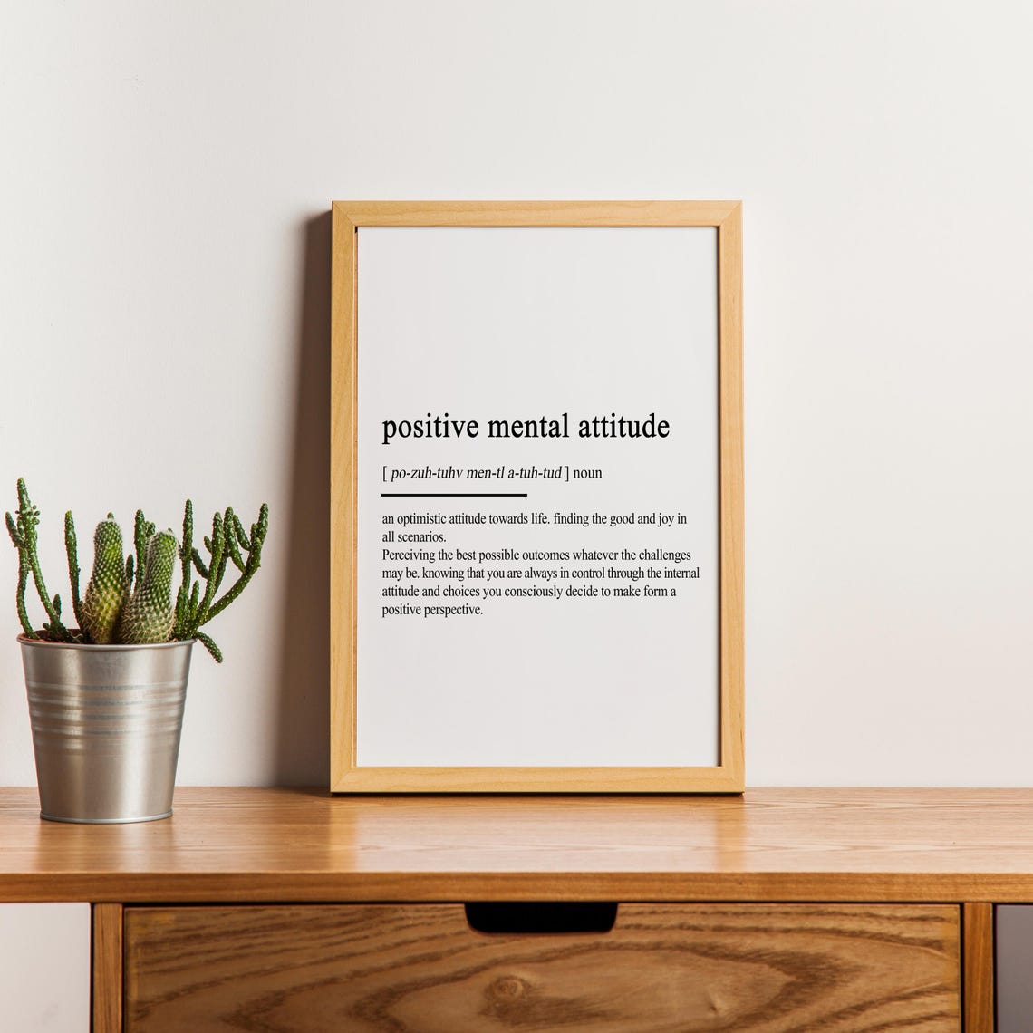 Positive Mental Attitude Definition Poster Optimistic Mindset Quote