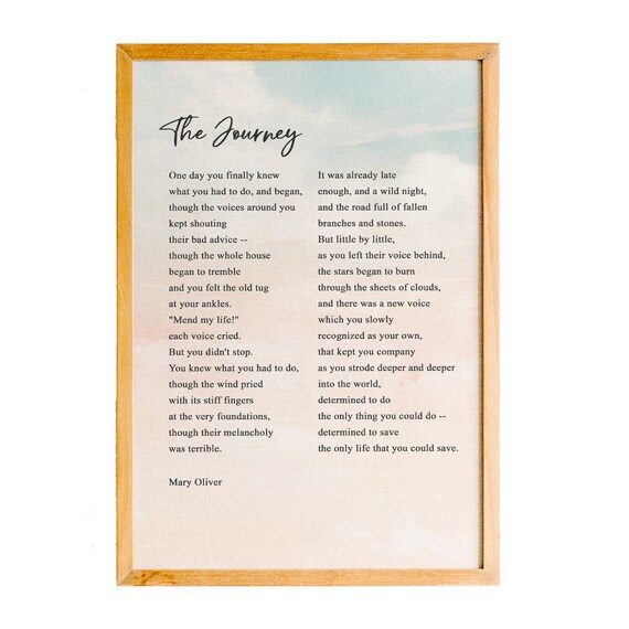 Mary Oliver The Journey Poem Save The Only Life Quote Poster