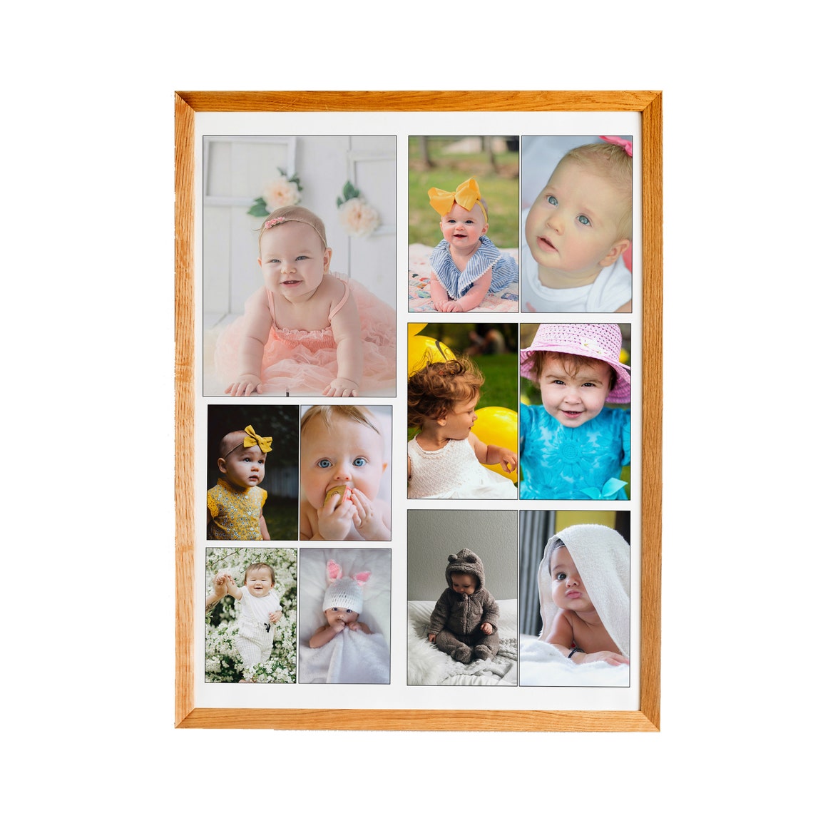 Personalized Baby Girl Photo Collage 12 Picture First Birthday Poster