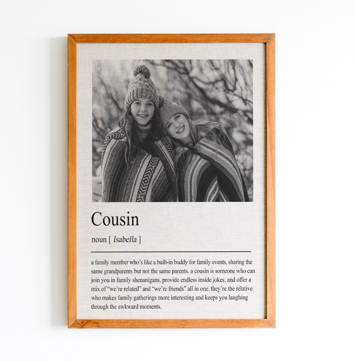 Personalized Cousin Definition Artwork Custom Photo Family Gift Poster