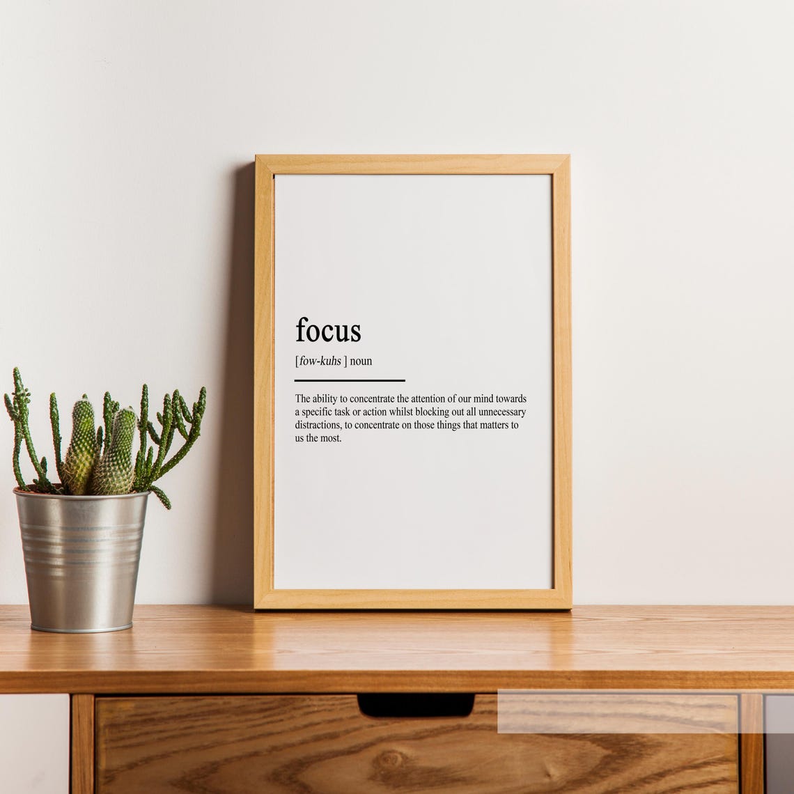 Focus Dictionary Definition Concentration Mindfulness Quote Poster