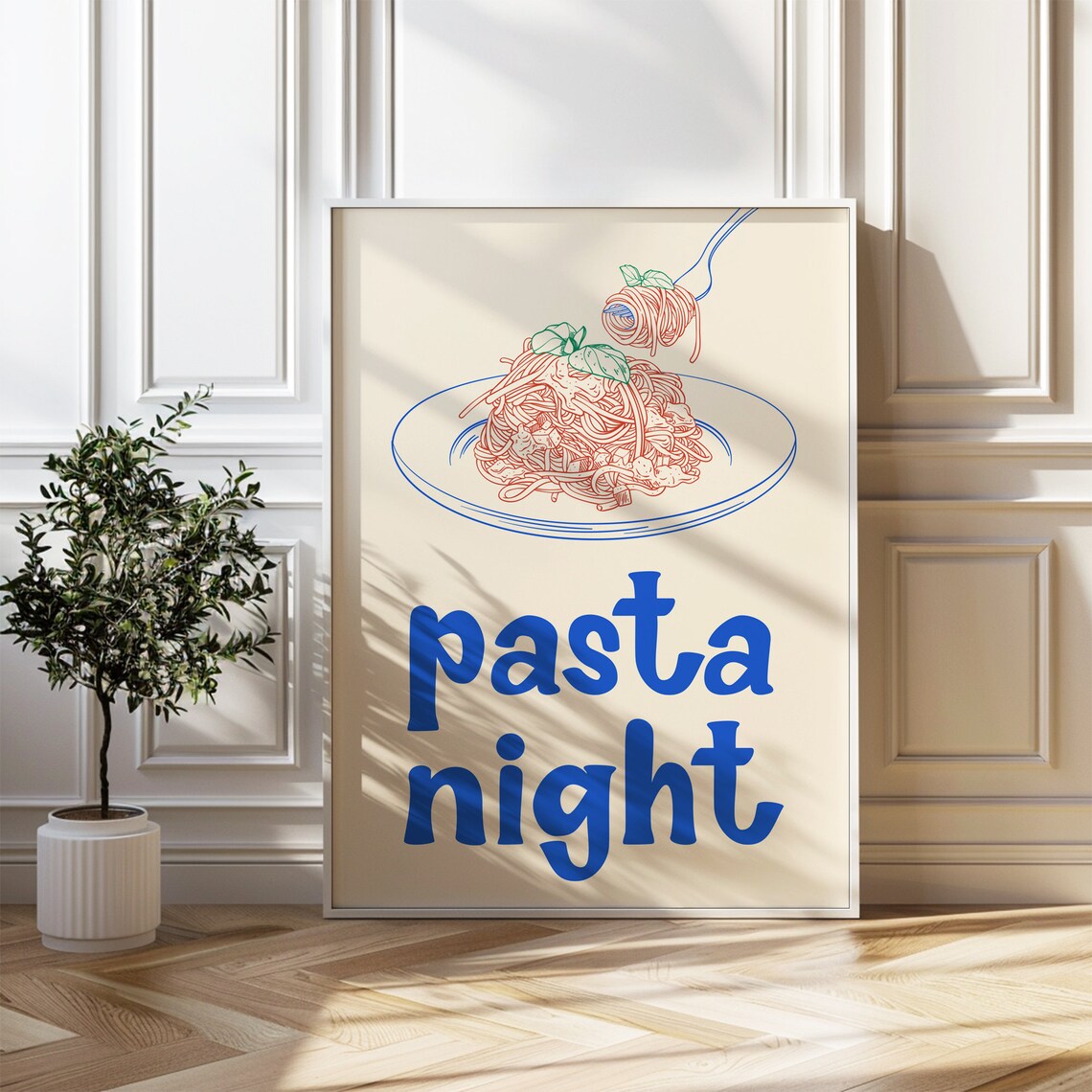 Pasta Night, Hand Drawn Kitchen Art Print - Image 4