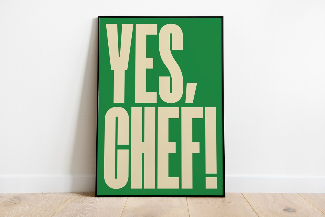 Yes Chef The Bear Kitchen Typography Art Print - Image 3