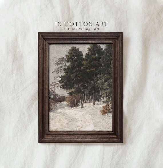Snowy Pine Forest Christmas Vintage Art Print
