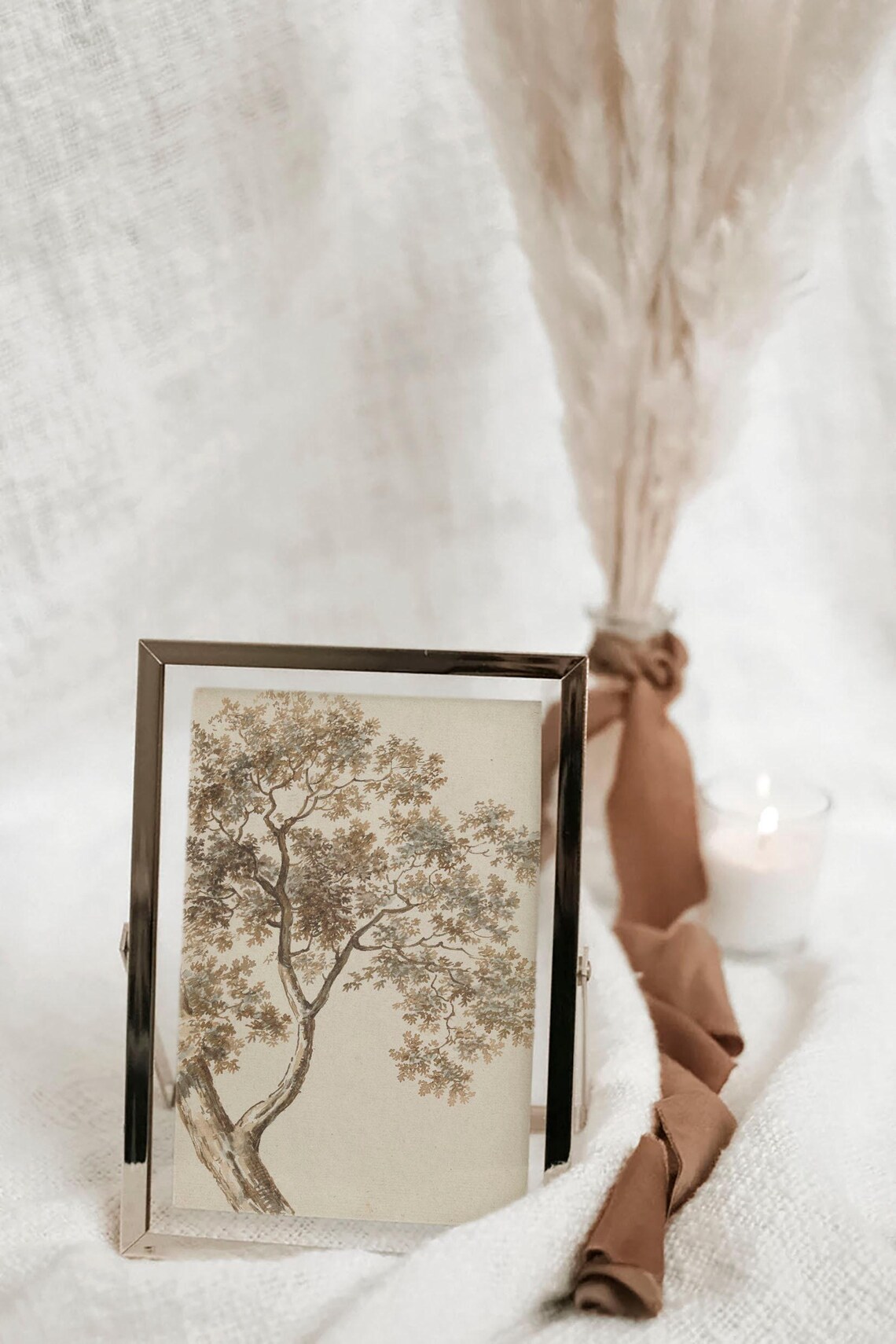 Vintage Rustic Tree Drawing Art Print - Image 3
