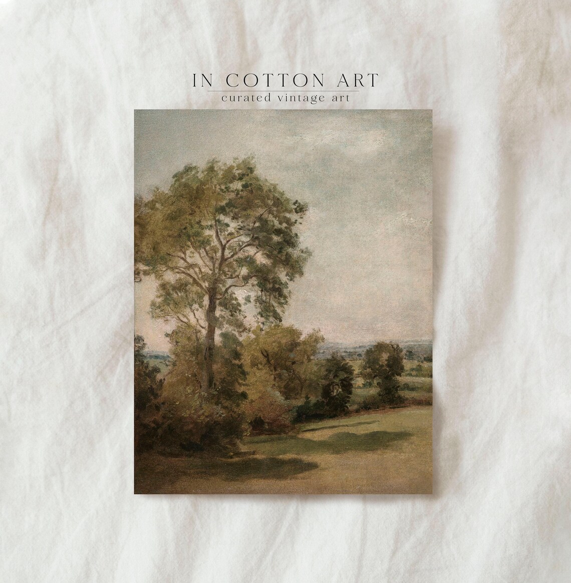 Vintage Tree Landscape Art Print, Rustic Country