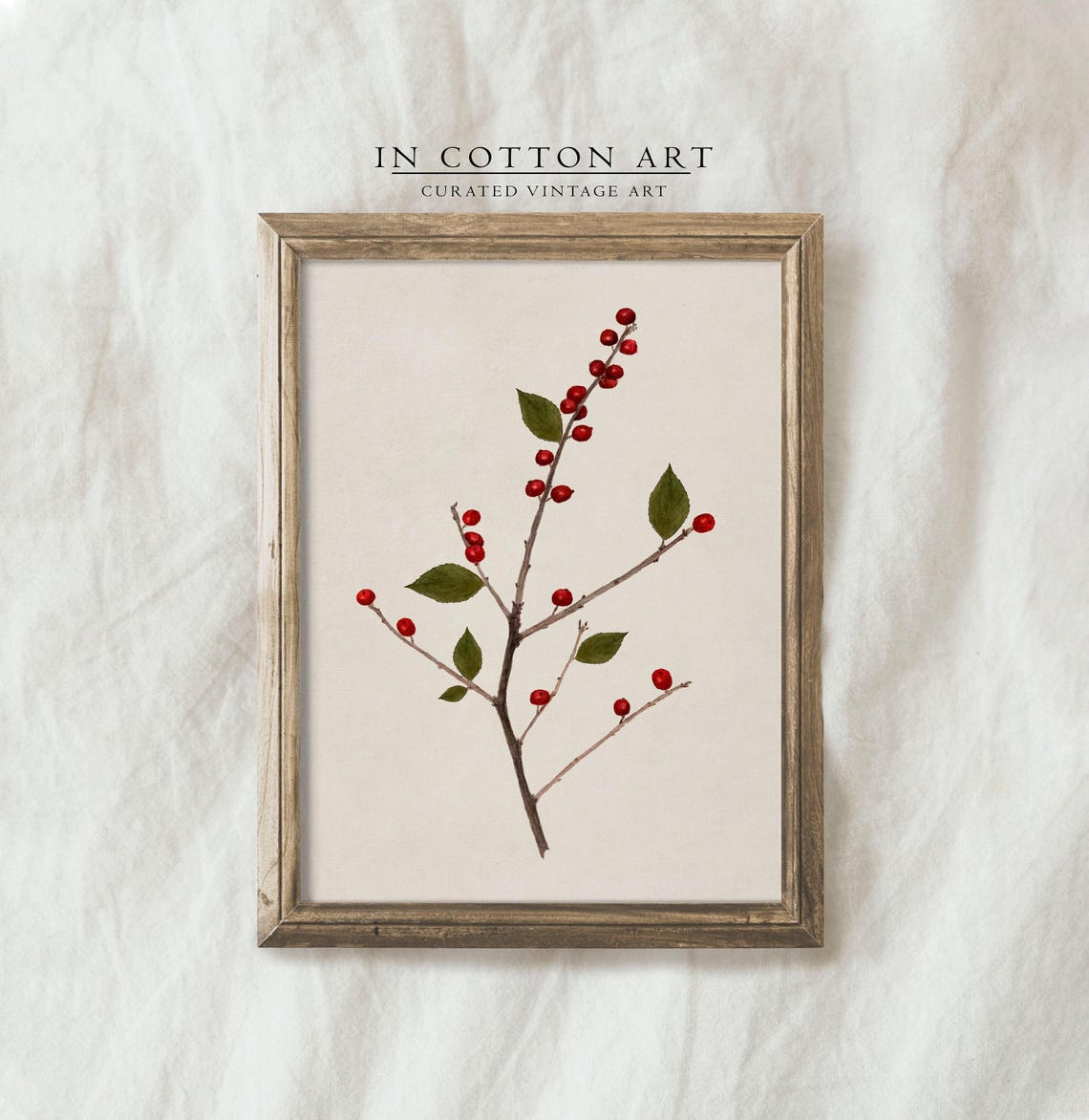 Red Winterberry Branch Watercolor Minimalist Botanical Art Print - Image 4