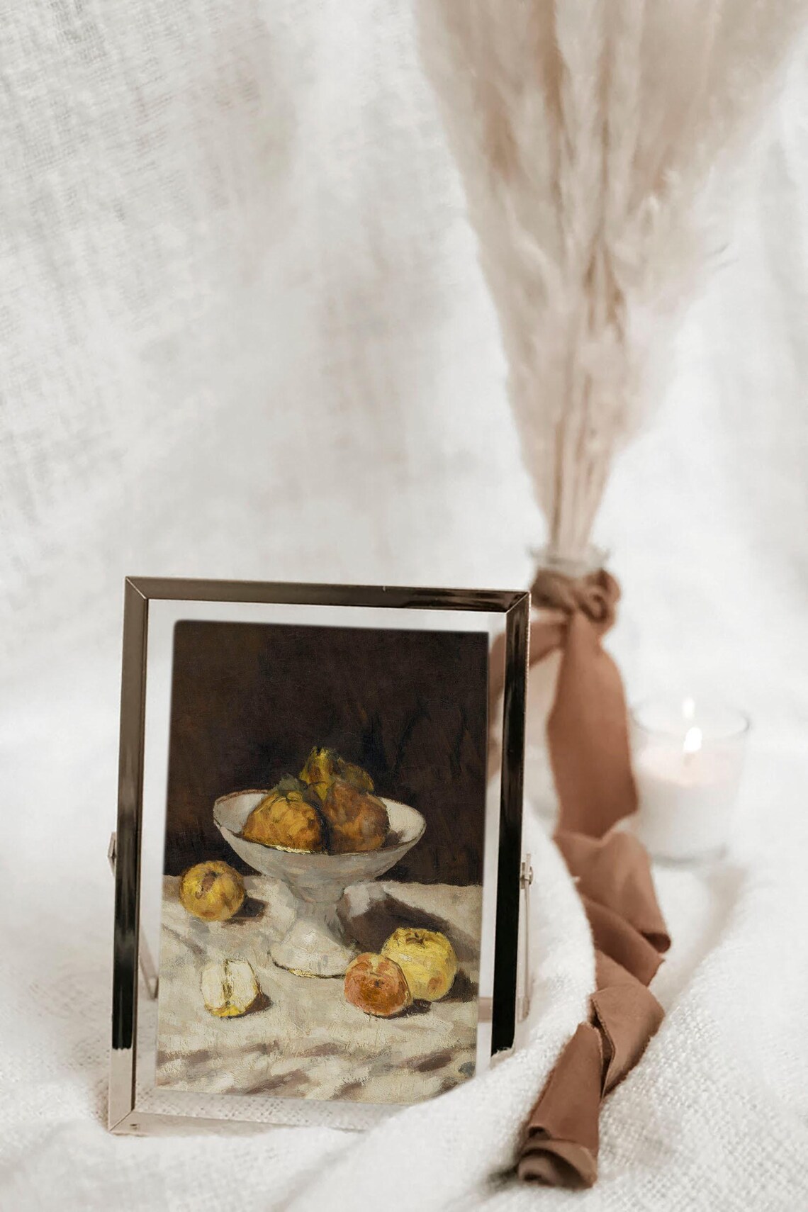 Moody Still Life With Pears and Apples, Art Print - Image 2