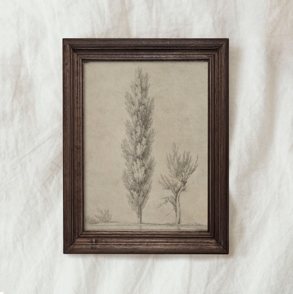 Vintage Tree Drawing, Neutral Rustic Sketch Art Print - Image 3
