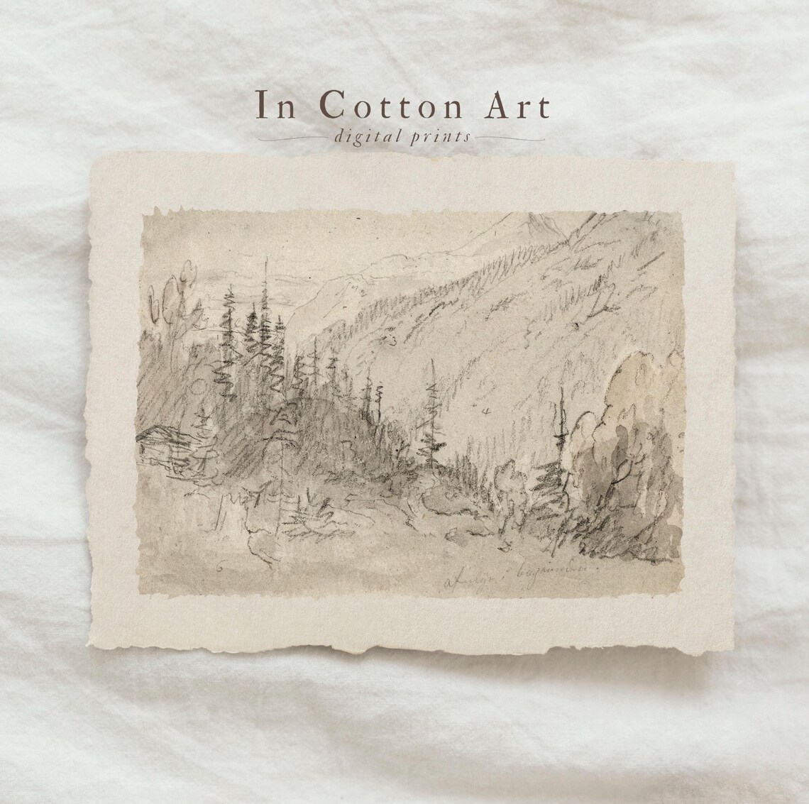 Rustic Winter Mountain Cabin, Minimalist Art Print - Image 3