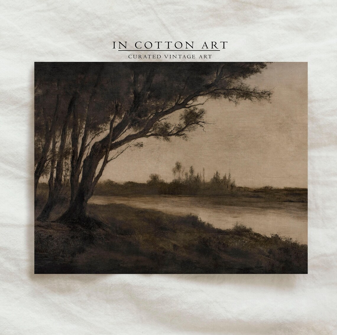 Moody Countryside Scenery, Vintage Rustic Art Print