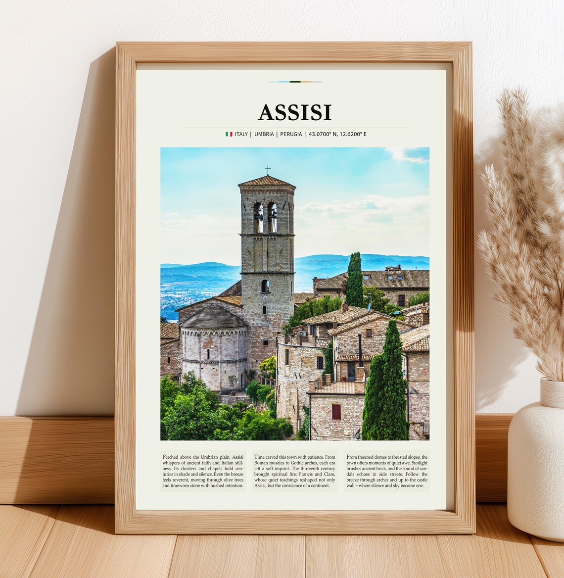 Assisi Italy Umbria Medieval Old Town Bell Tower Travel Poster