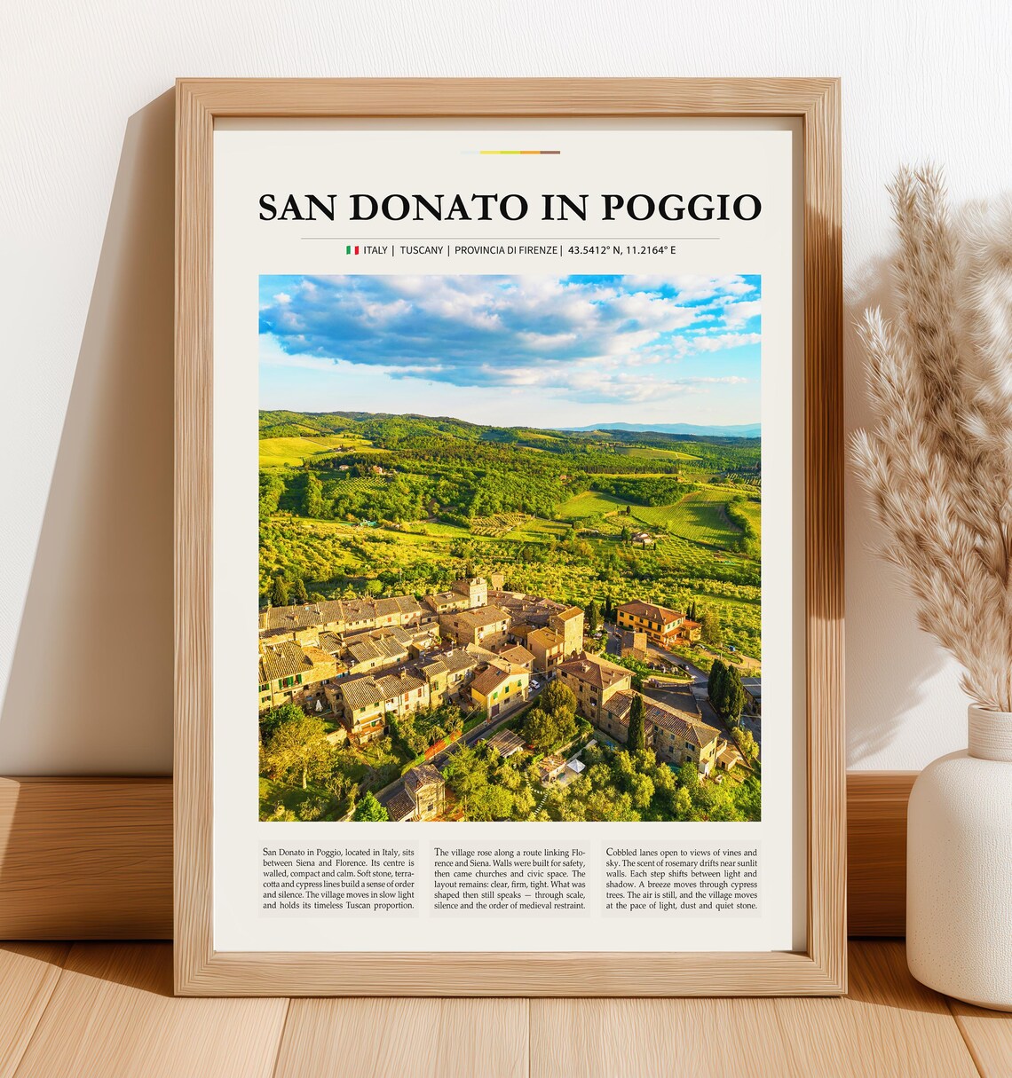 San Donato In Poggio Tuscany Aerial Village Hills Travel Poster