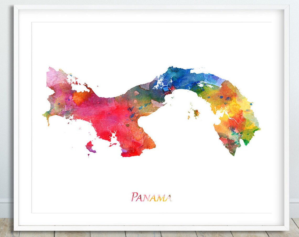 Panama Map Watercolor Poster Print, Travel Art