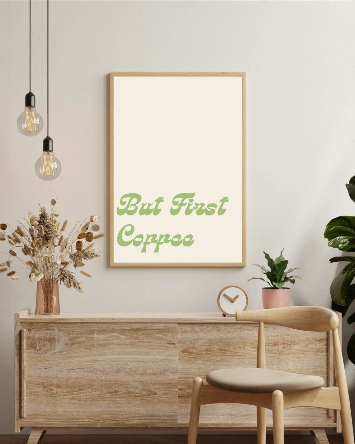 But First Coppee Funny Retro Green Script Kitchen Quote Poster - Image 3