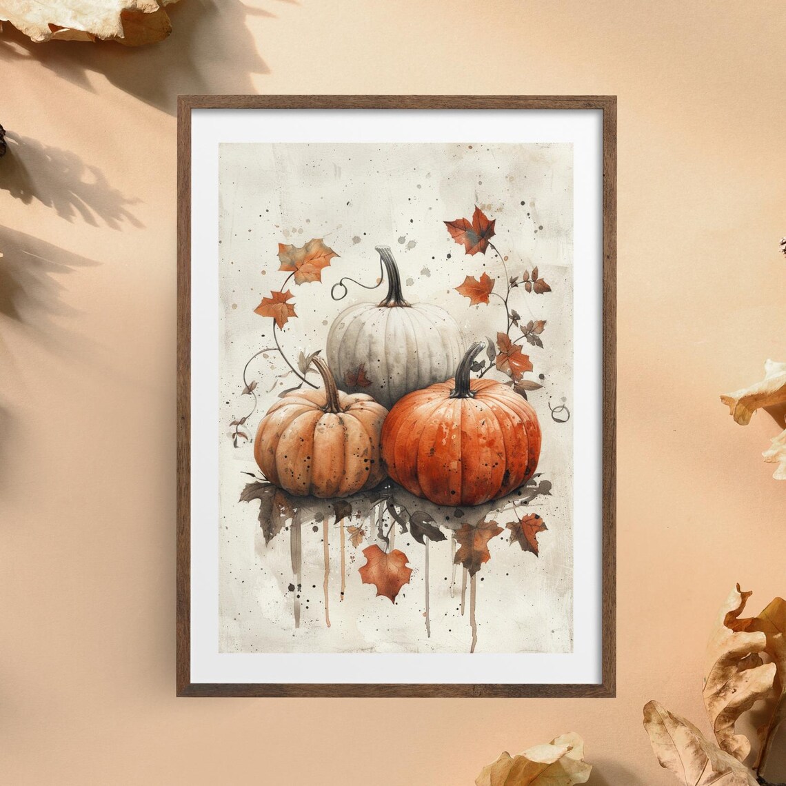 Autumn Pumpkins Poster, Halloween Seasonal Decor