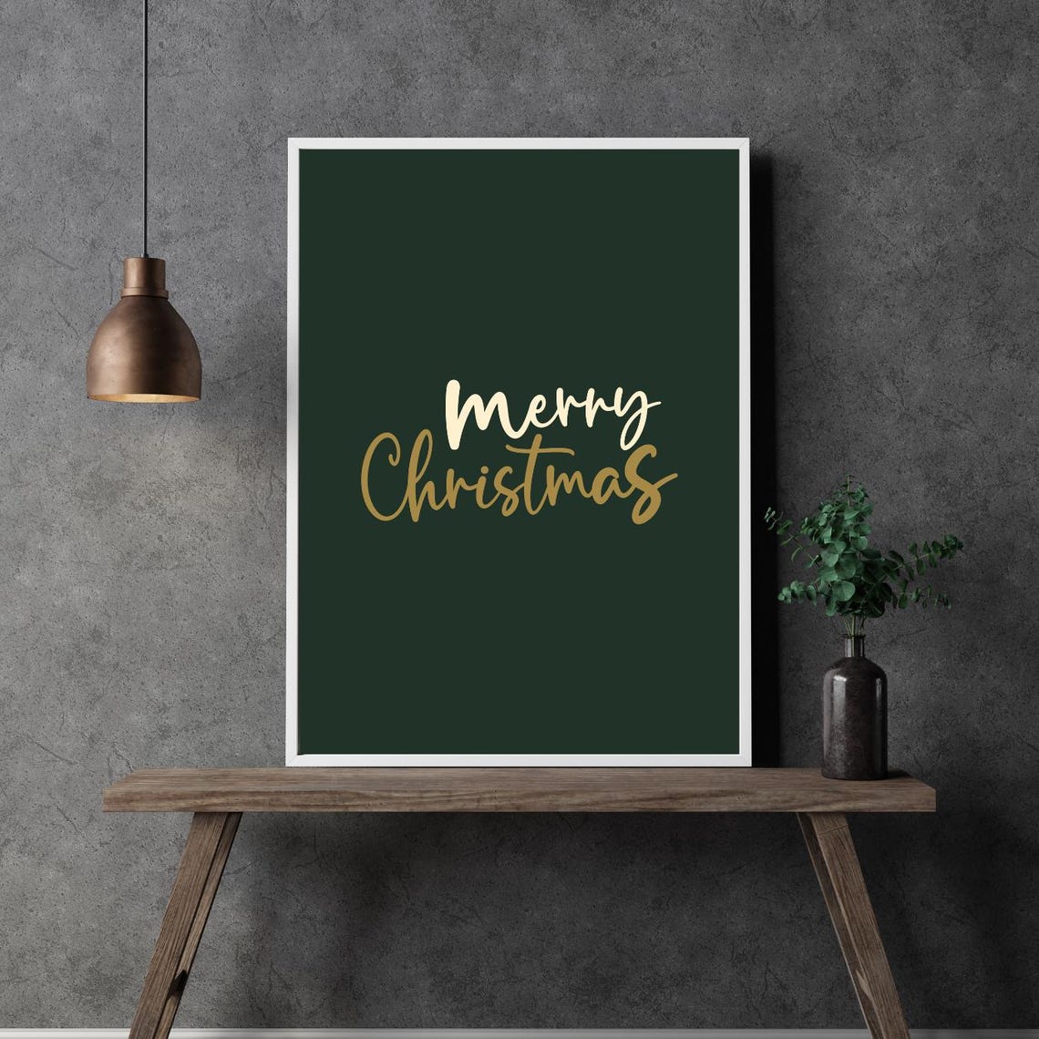 Merry Christmas Gold Script Dark Green Elegant Holiday Poster - Image 2
