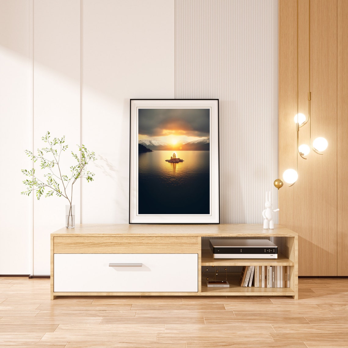 Tiny Island Tree Calm Lake Sunset Mountains Golden Hour Poster - Image 4