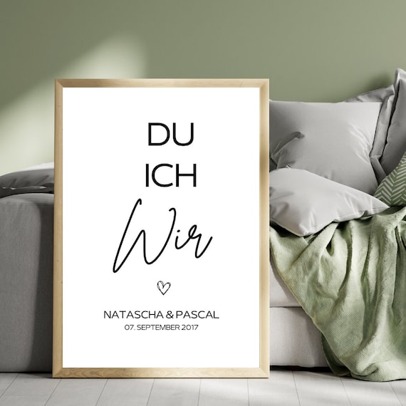 Personalizable Du Ich Wir Heart Names Date Romantic Couple Poster