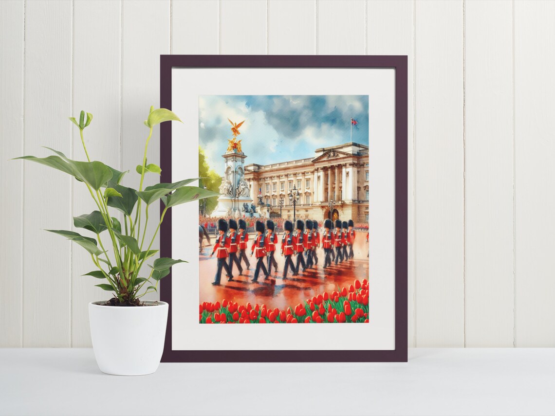 Buckingham Palace Watercolor Travel Poster, London