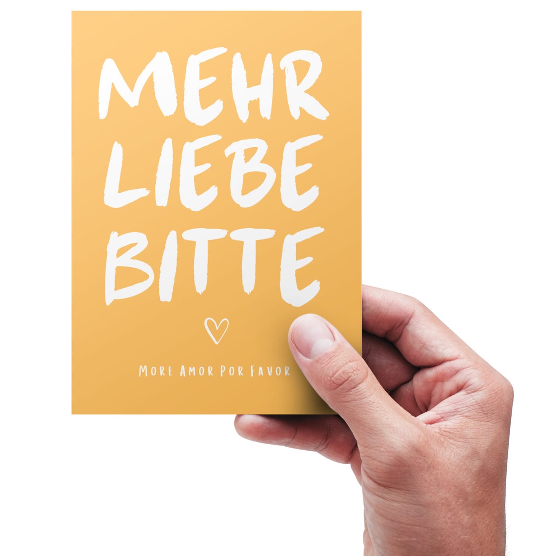 Mehr Liebe Bitte Mustard Yellow German Love Quote Typography Poster - Image 4