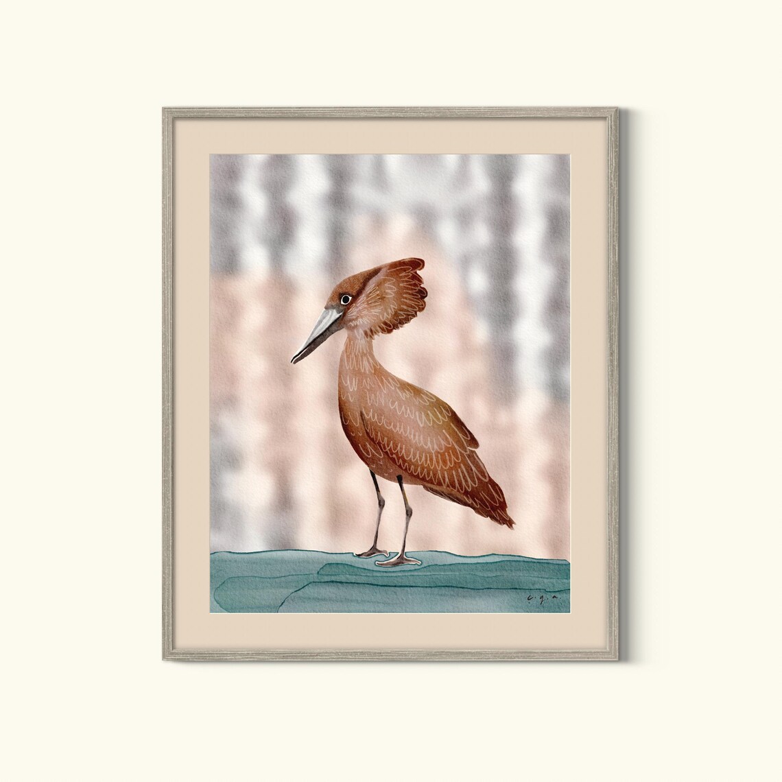 Hamerkop Scopus Umbretta, African Bird Art Print