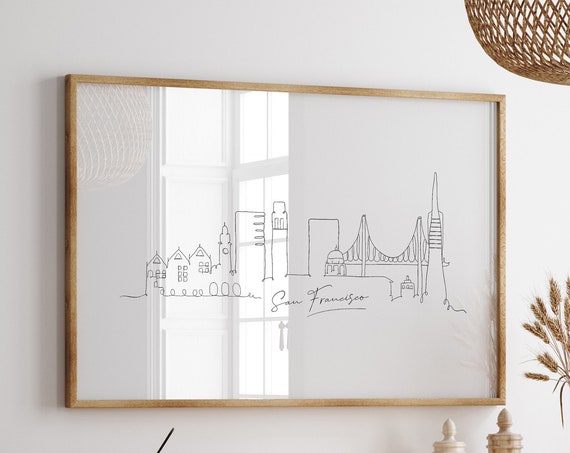San Francisco Modern Cityscape Line Art, Travel Poster