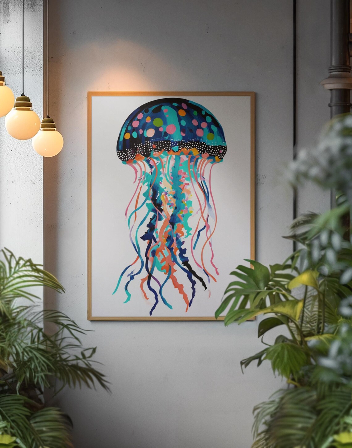 Poster Whimsical Jellyfish Art Printcolorful Abstract Ocean Wall Decor