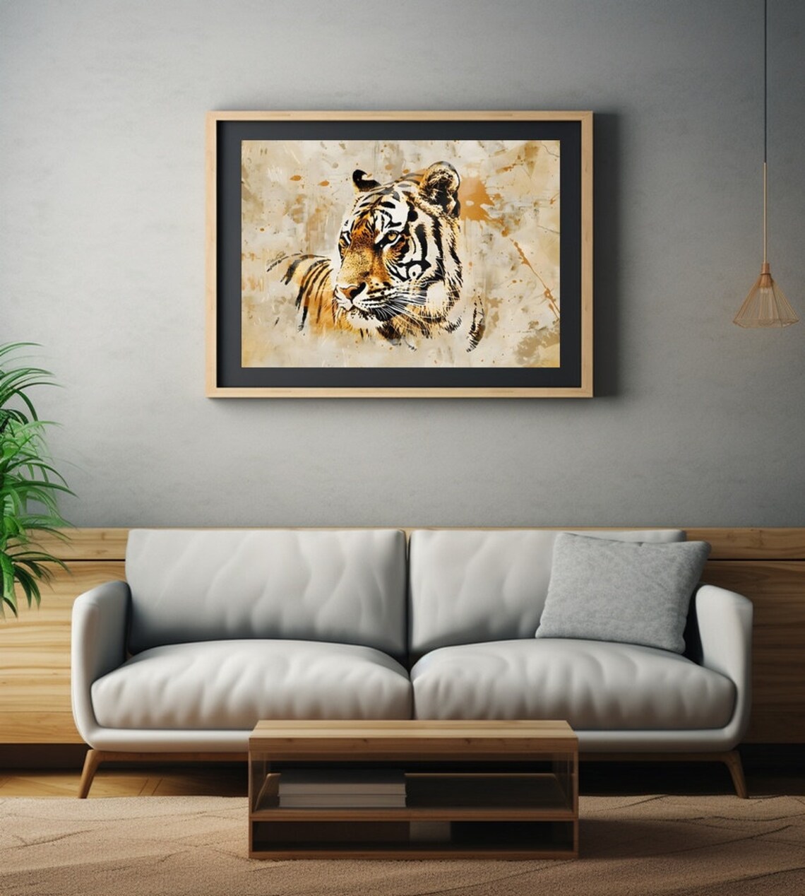 Tiger Head Portrait Sepia Grunge Wild Animal Jungle Art Poster - Image 2