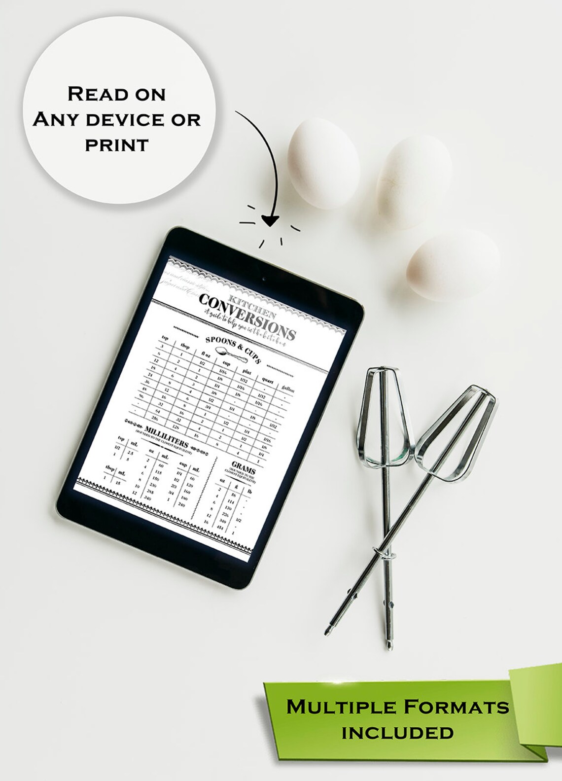 Vintage Kitchen Conversion Chart Art Print - Image 3