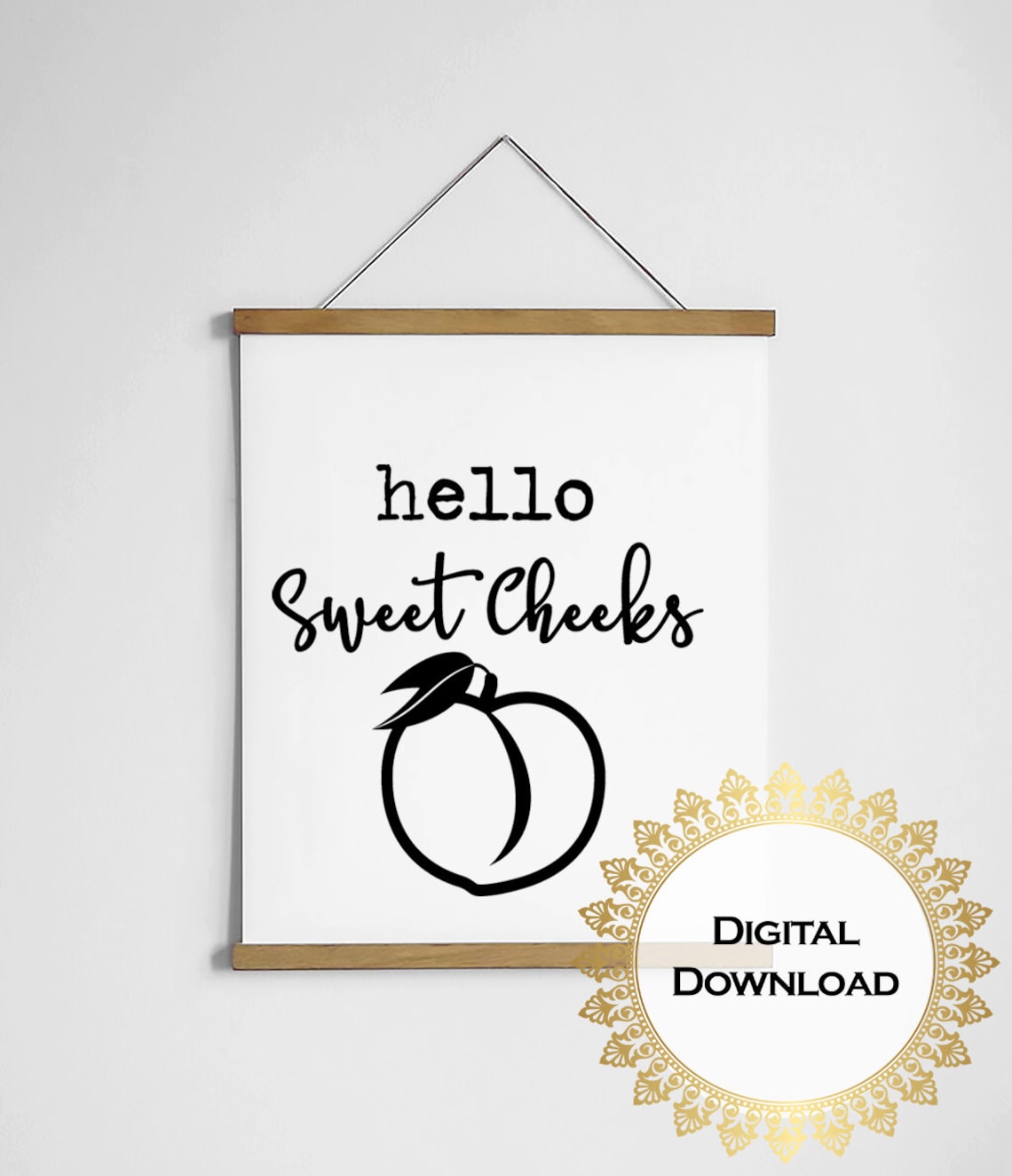 Hello Sweet Cheeks Funny Bathroom Decor Art Print - Image 3