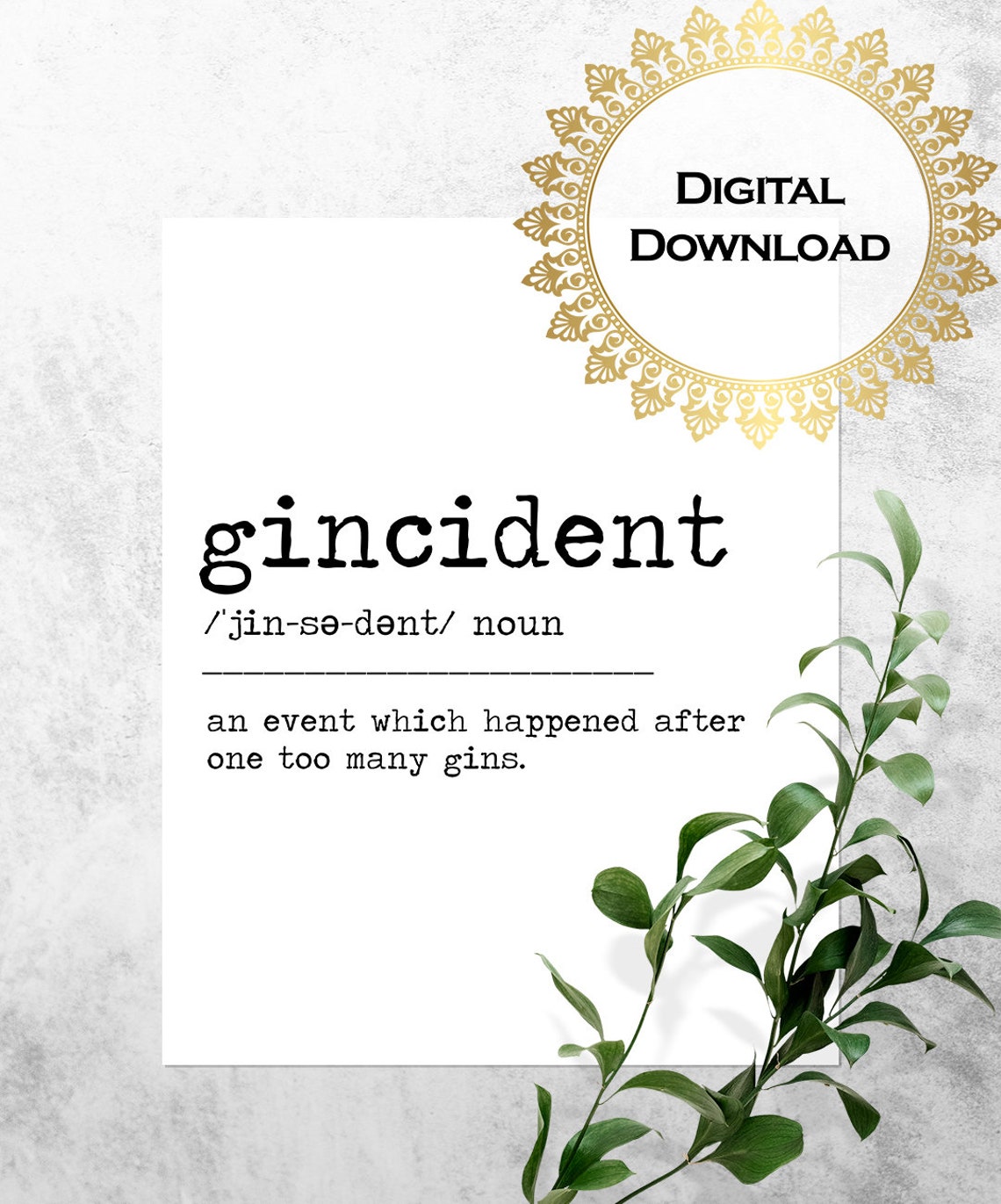 Gincident Funny Gin Lovers Dictionary Definition Bar Sign Poster - Image 3