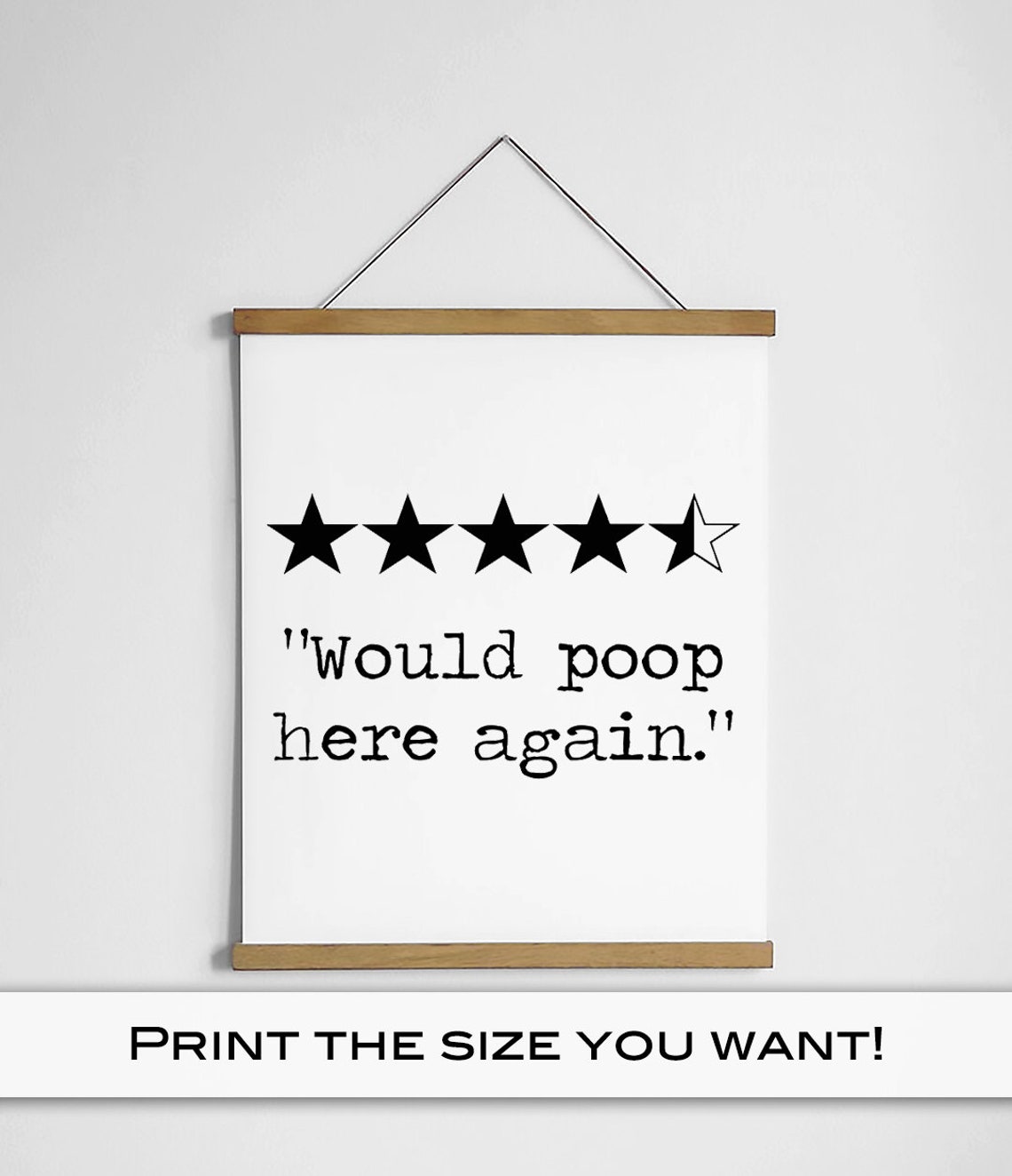 Would Poop Here Again Four and a Half Star Funny Review Print - Image 4